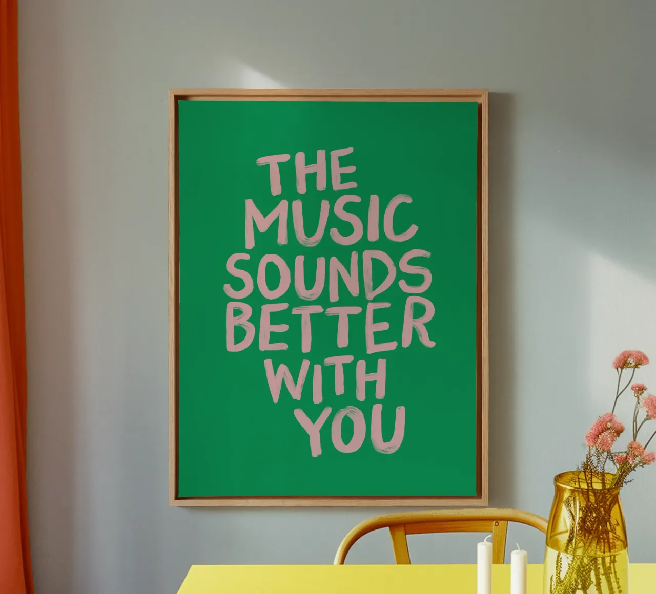 The Music Sounds Better with You Musical Typography Print canvas with Floater frame by THE MOTIVATED TYPE