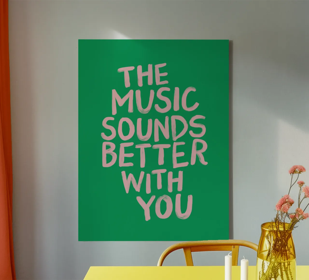 The Music Sounds Better with You Musical Typography Print canvas with Floater frame by THE MOTIVATED TYPE