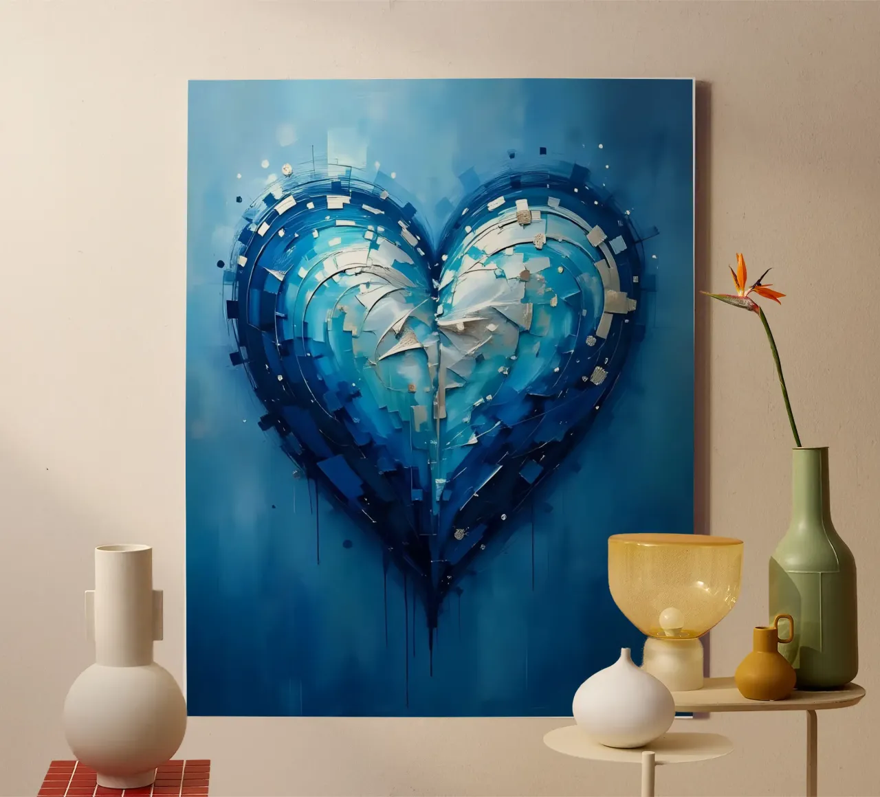 cuore_blu_argento_1 tela da Pink- und LoveArt by LK