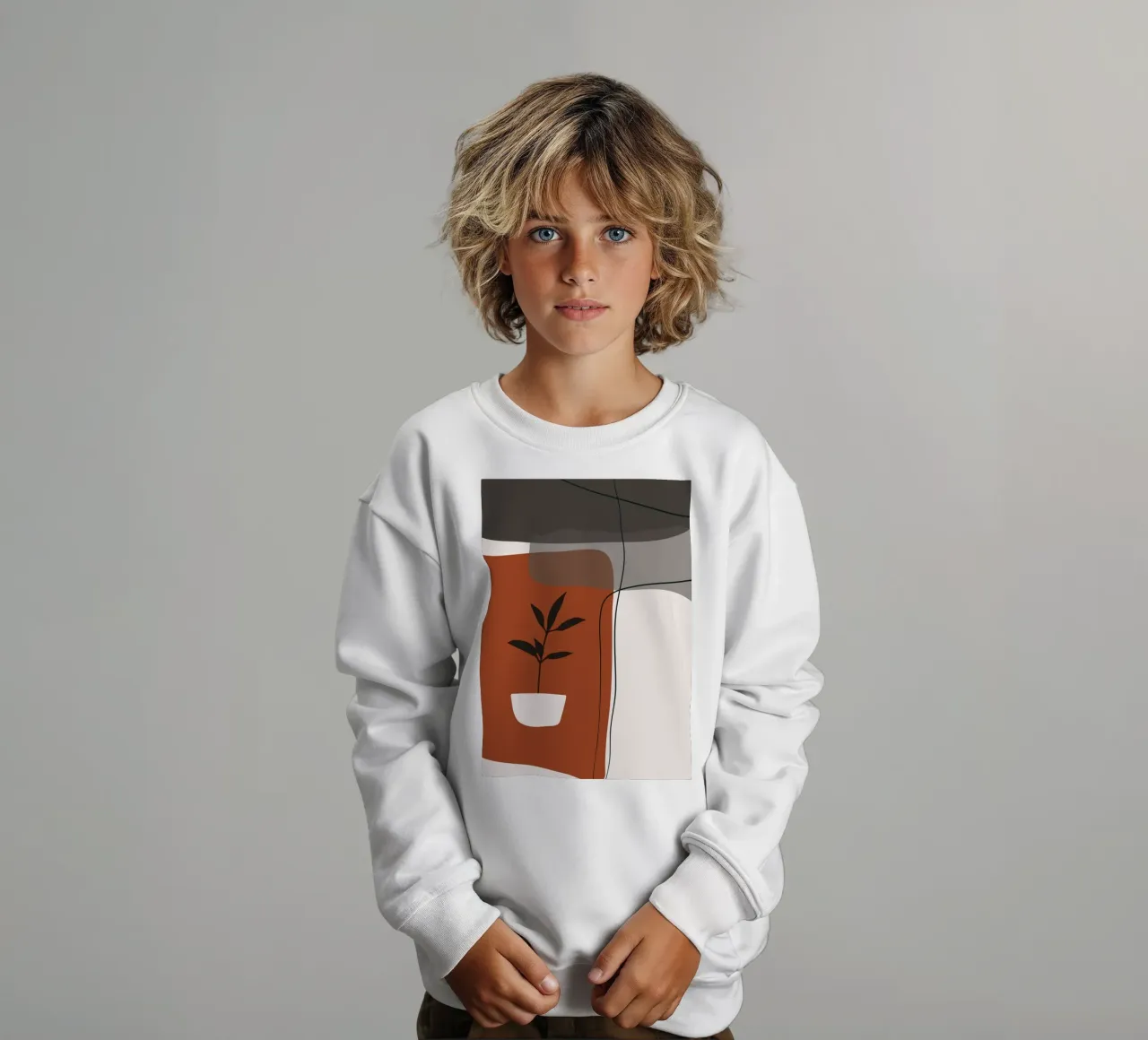 Minimalistic simple potted kids sweatshirt by edsonramosart