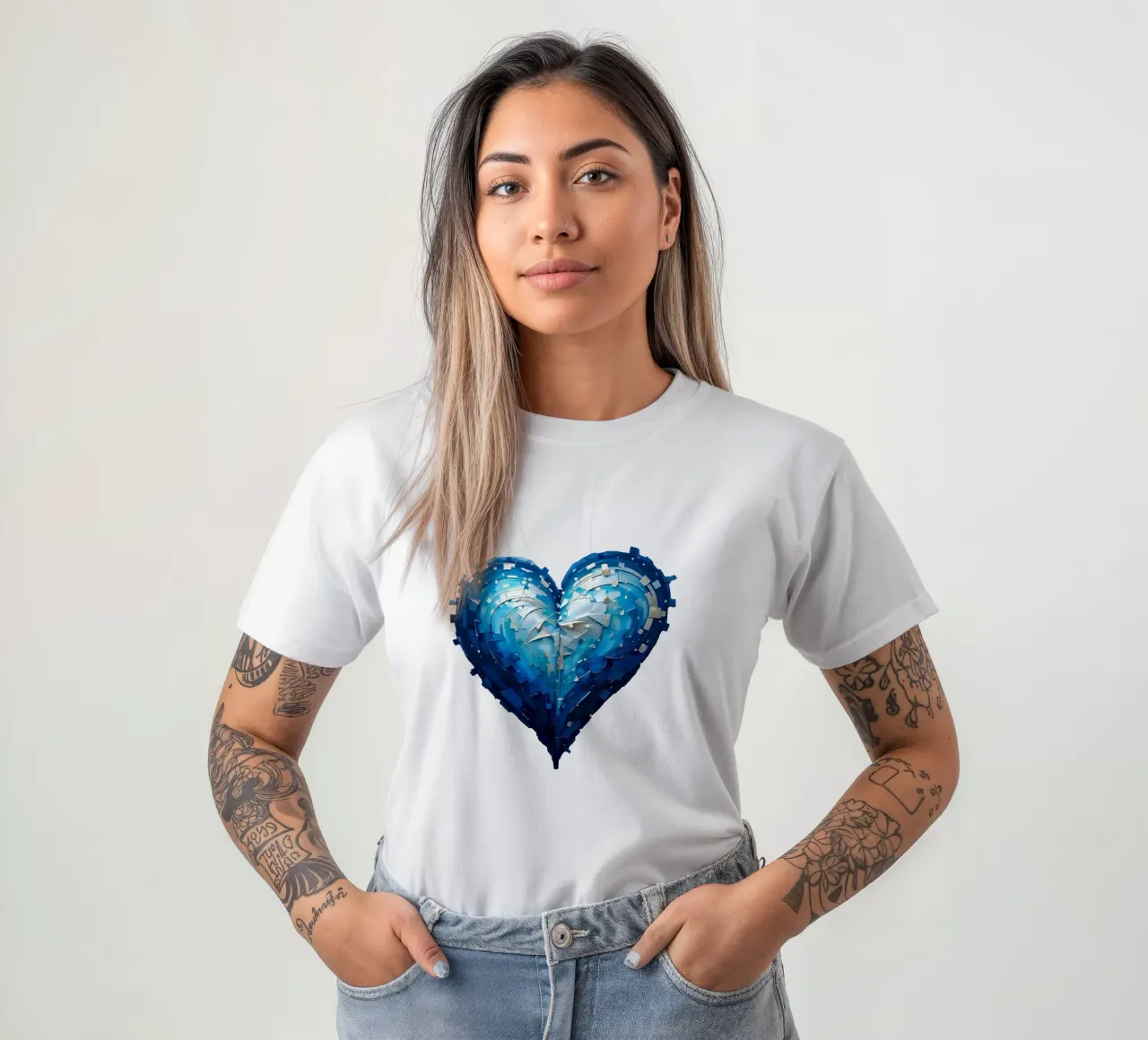 cuore_blu_argento_1a t-shirt da Pink- und LoveArt by LK