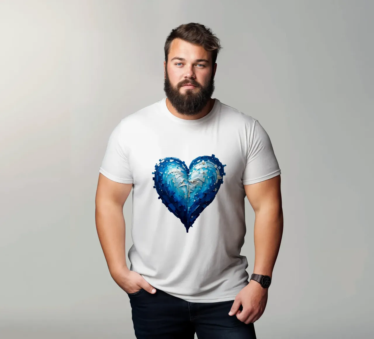 cuore_blu_argento_1a t-shirt da Pink- und LoveArt by LK