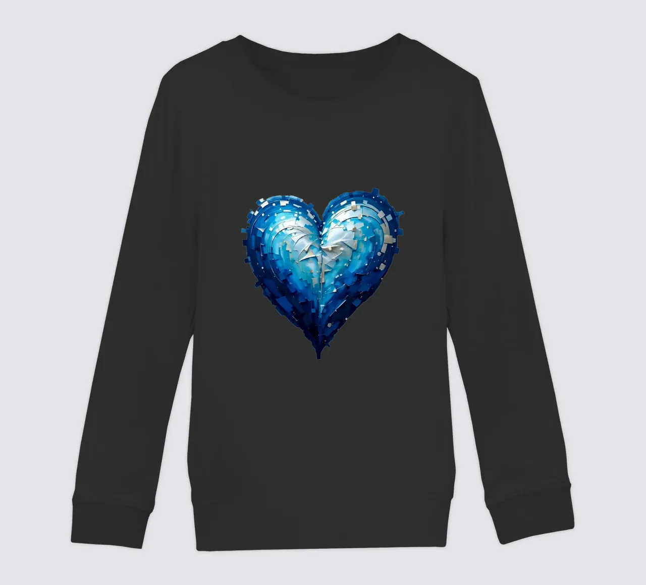 cuore_blu_argento_1a felpa bambino da Pink- und LoveArt by LK