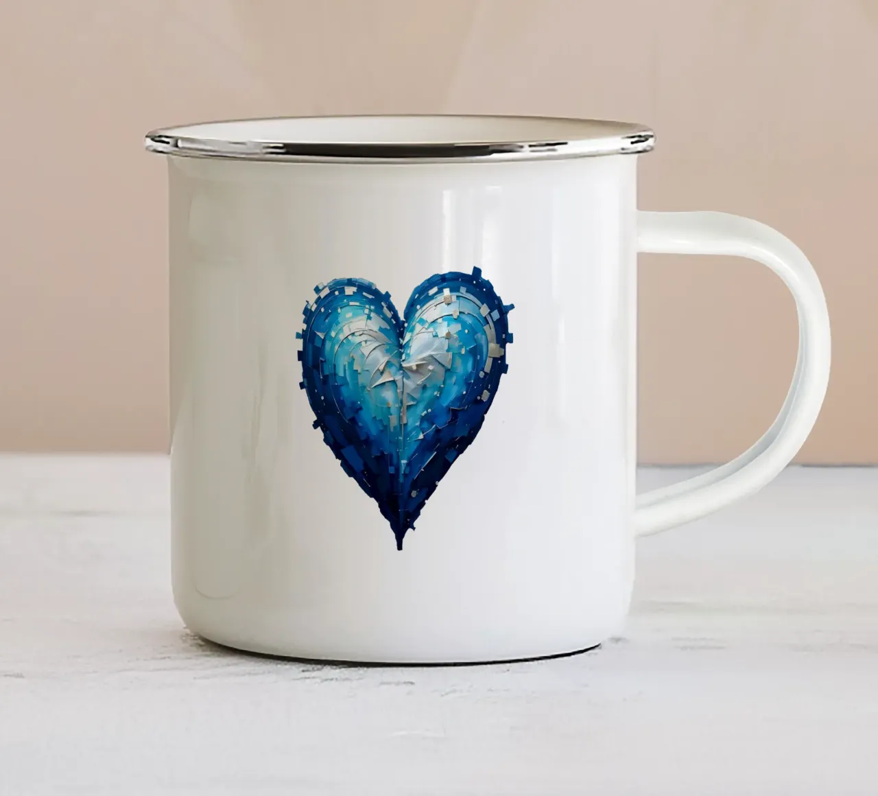 cuore_blu_argento_1a tazza in smalto da Pink- und LoveArt by LK