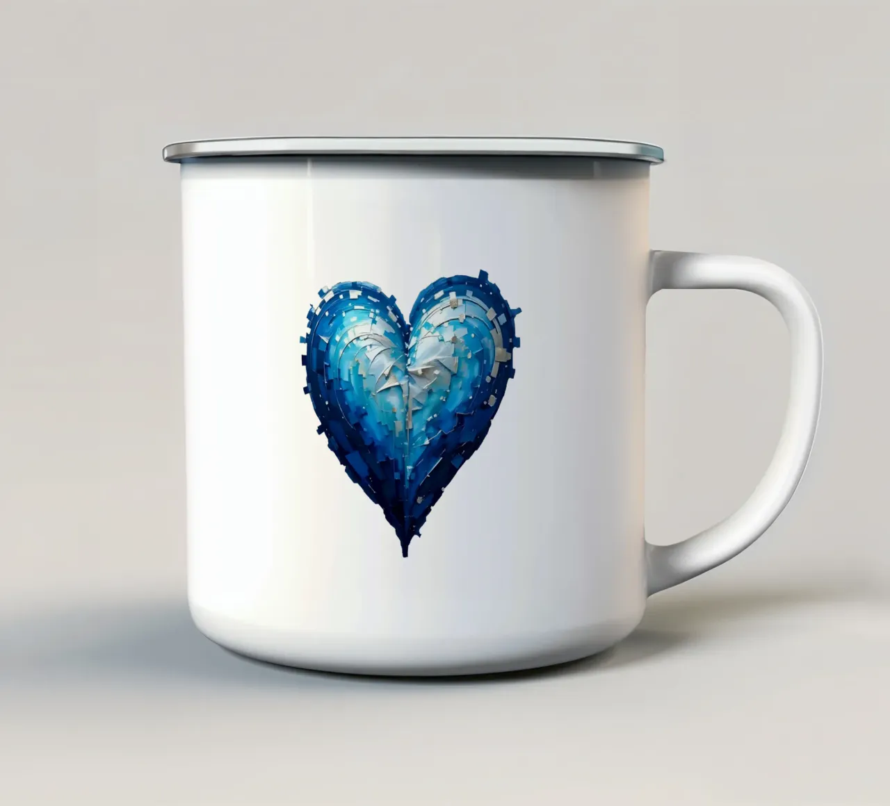 cuore_blu_argento_1a tazza in smalto da Pink- und LoveArt by LK