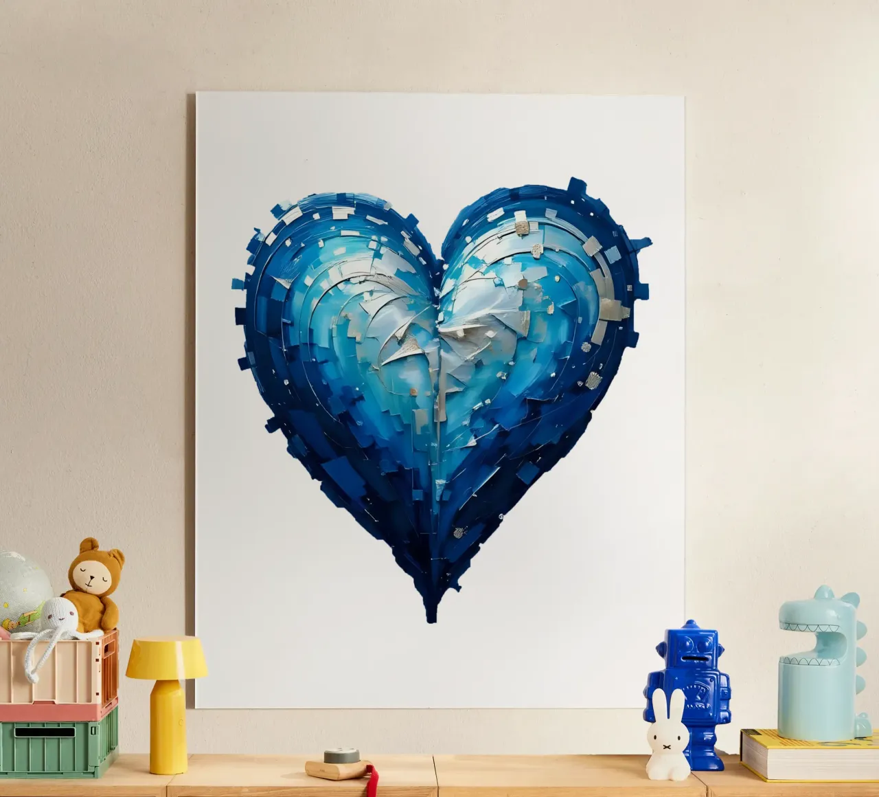 hart_blauw_zilver_1a acryl van Pink- und LoveArt by LK