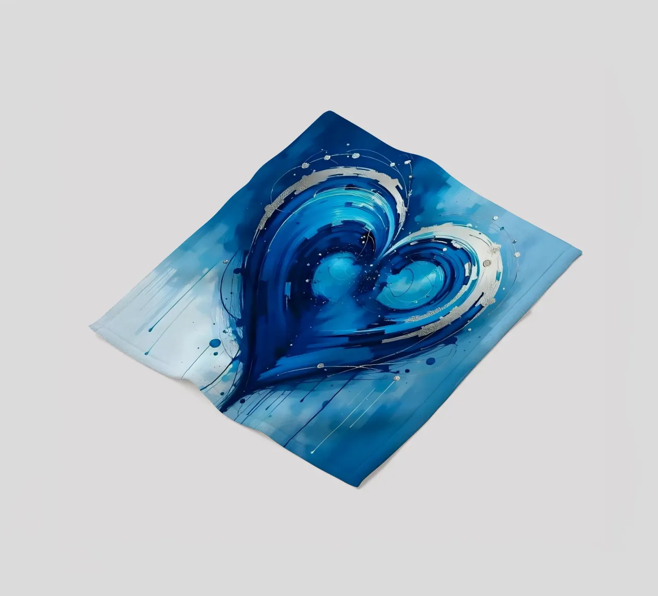 cuore_blu_argento_2 coperta in pile da Pink- und LoveArt by LK