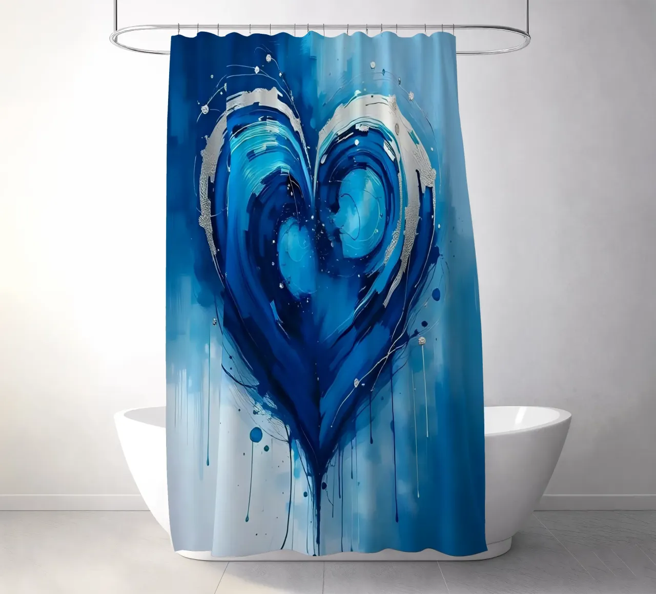 cuore_blu_argento_2 tenda da doccia da Pink- und LoveArt by LK