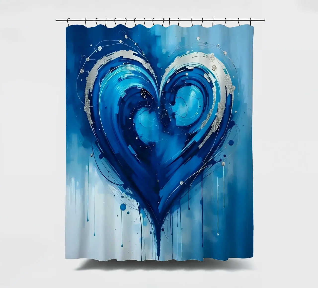 cuore_blu_argento_2 tenda da doccia da Pink- und LoveArt by LK