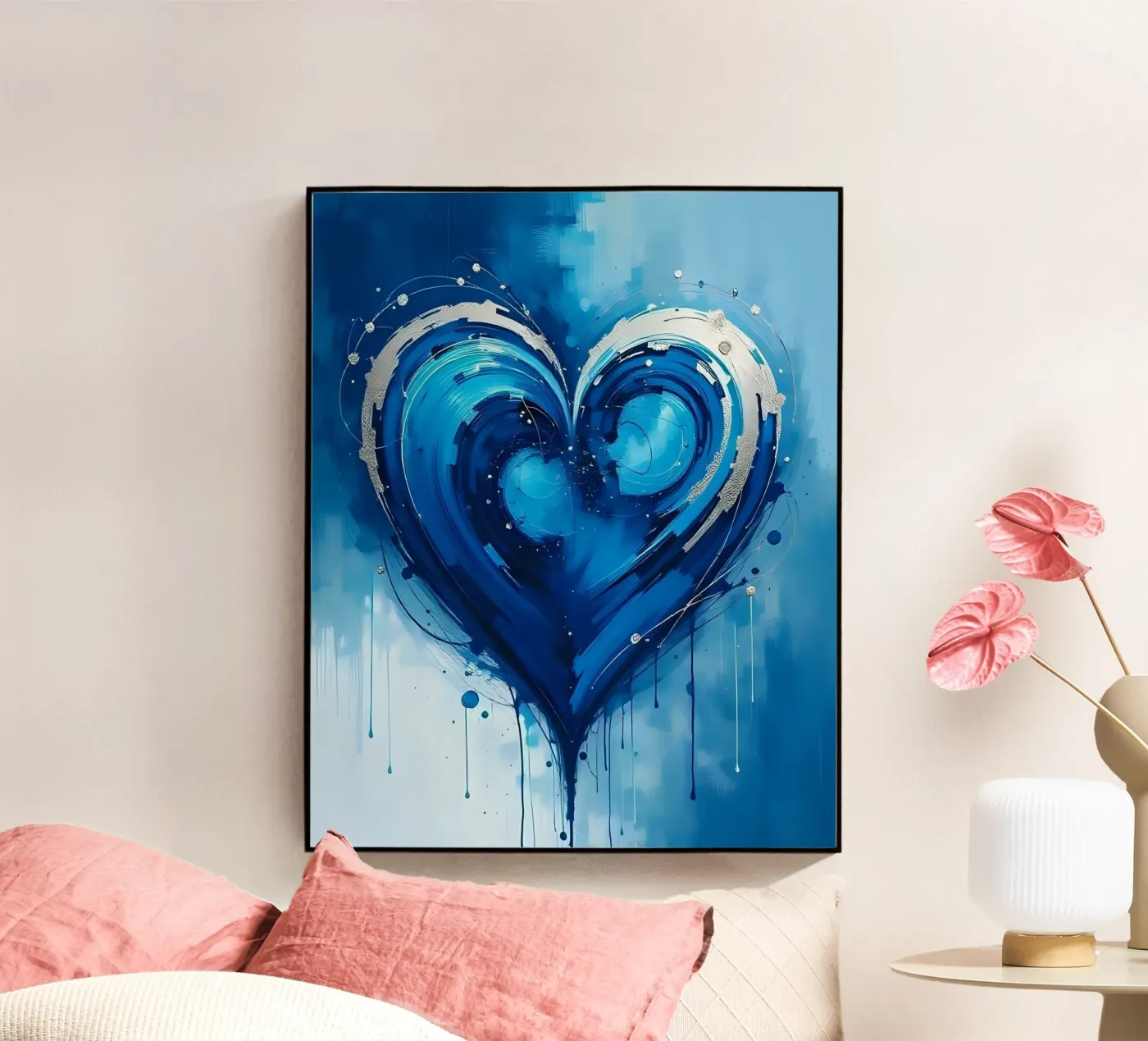 heart_blue_silver_2 acrylic glass by Pink- und LoveArt by LK