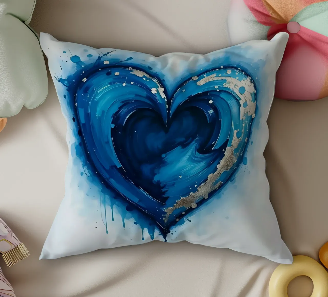cuore_blu_argento_3 cuscino da Pink- und LoveArt by LK