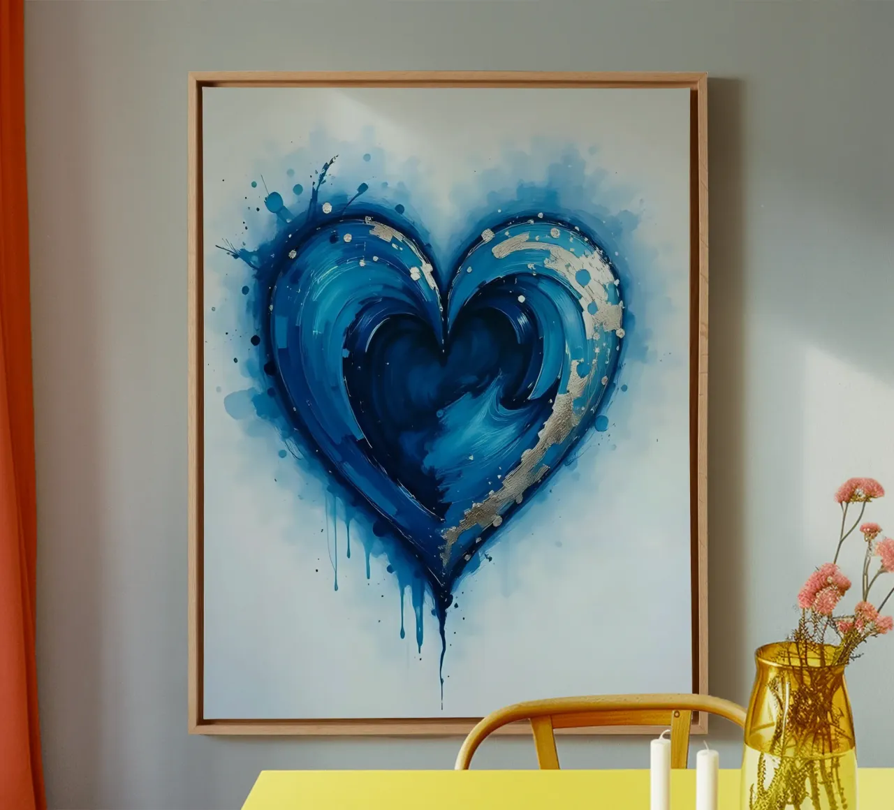 cuore_blu_argento_3 tela da Pink- und LoveArt by LK