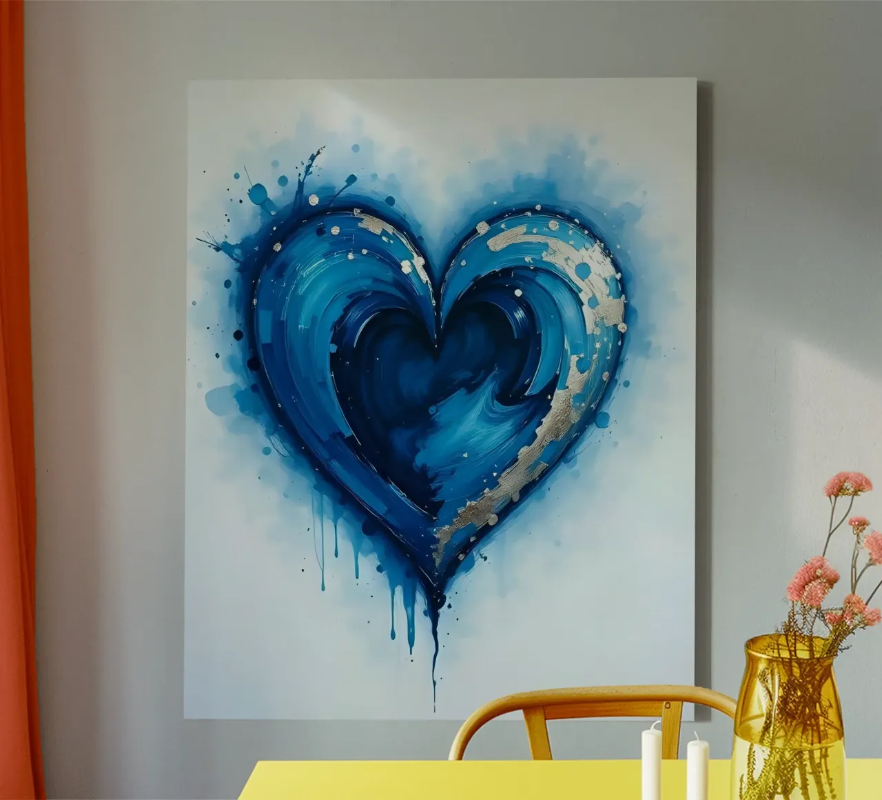 cuore_blu_argento_3 tela da Pink- und LoveArt by LK