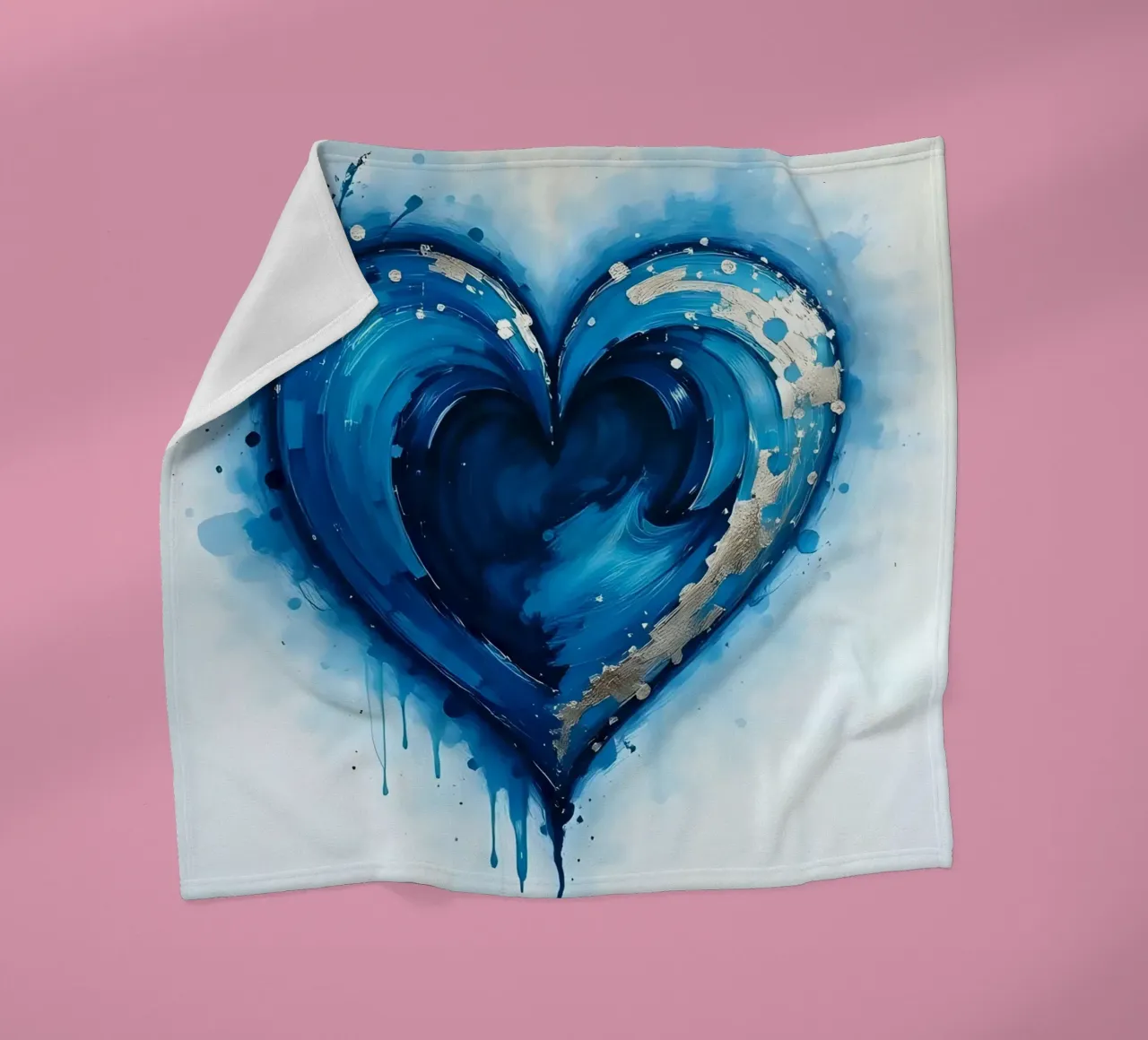 cuore_blu_argento_3 coperta in pile da Pink- und LoveArt by LK