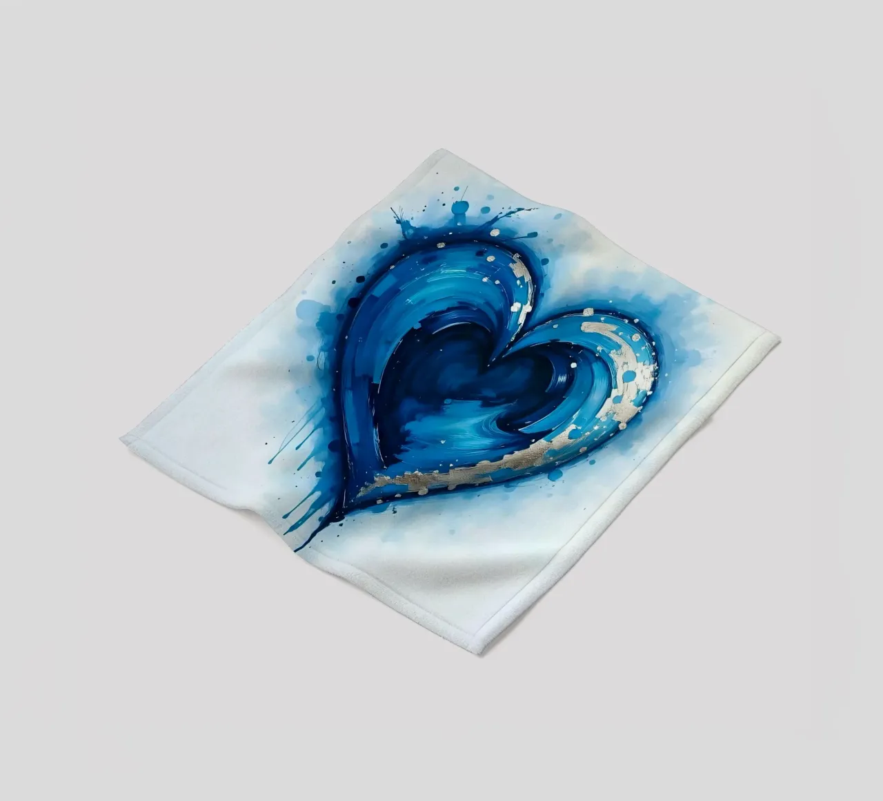 cuore_blu_argento_3 coperta in pile da Pink- und LoveArt by LK