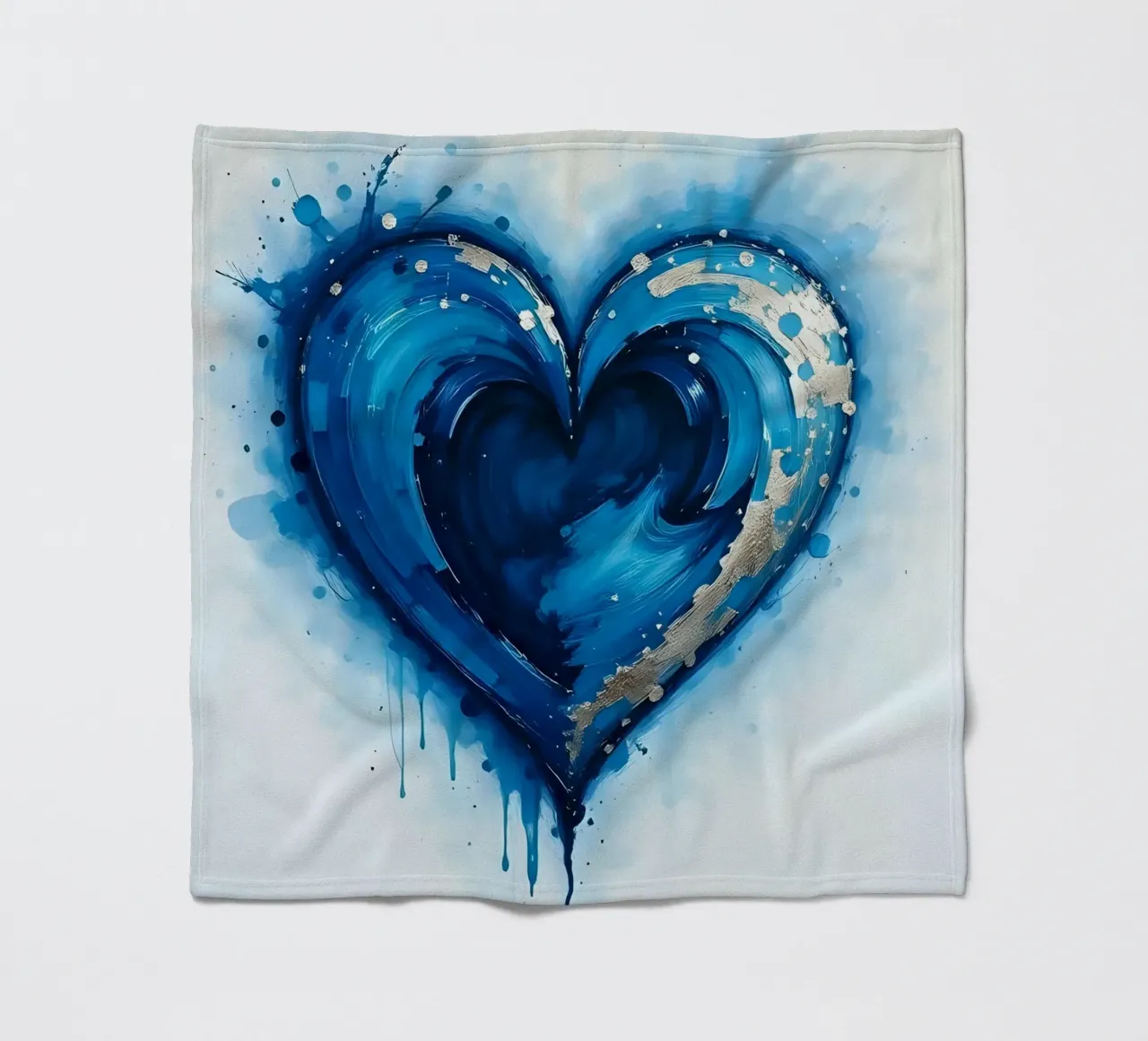 cuore_blu_argento_3 coperta in pile da Pink- und LoveArt by LK