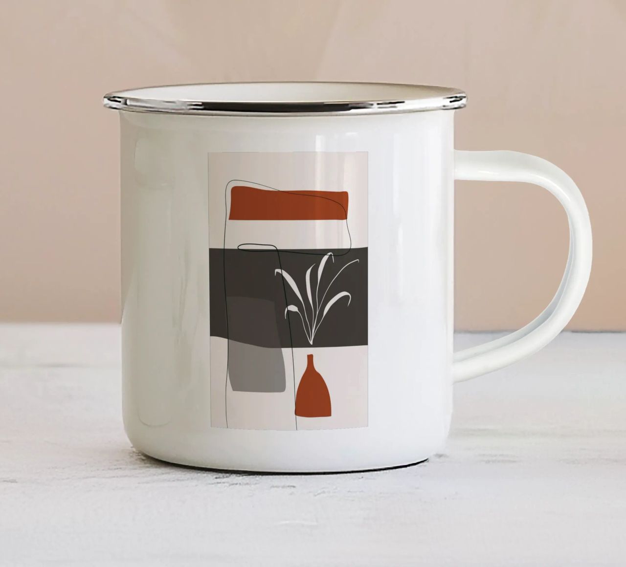 Abstract lines and blocks Emaille Tasse von edsonramosart