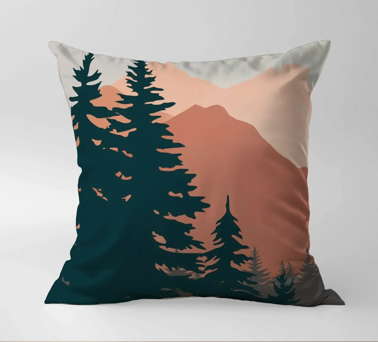 Pine Trees In The Mountains decorative cushion by Little Dean
