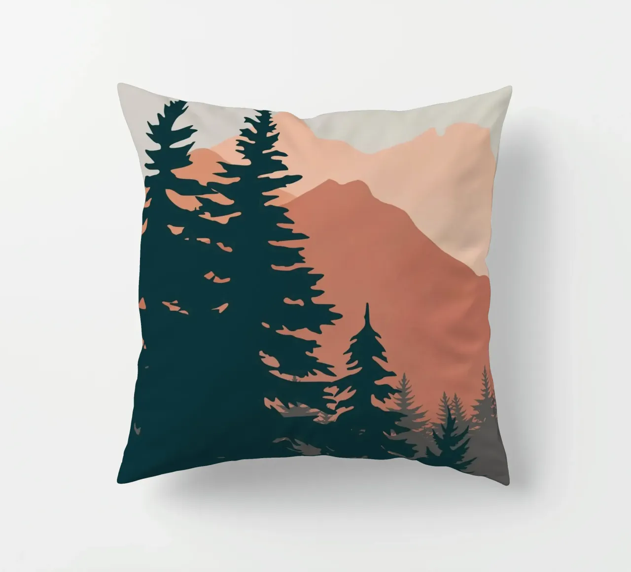 Pine Trees In The Mountains decorative cushion by Little Dean