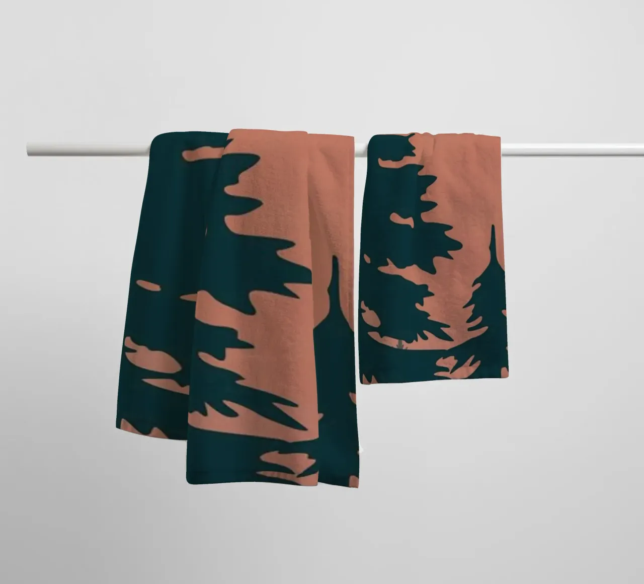 Pine Trees In The Mountains towel by Little Dean