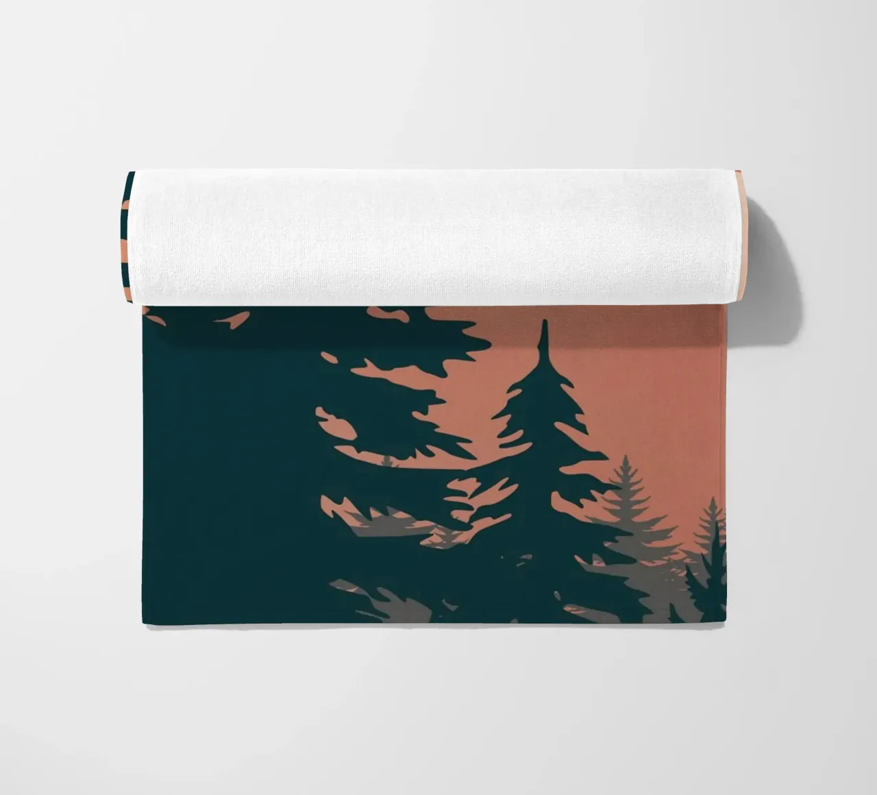Pine Trees In The Mountains beach towel by Little Dean