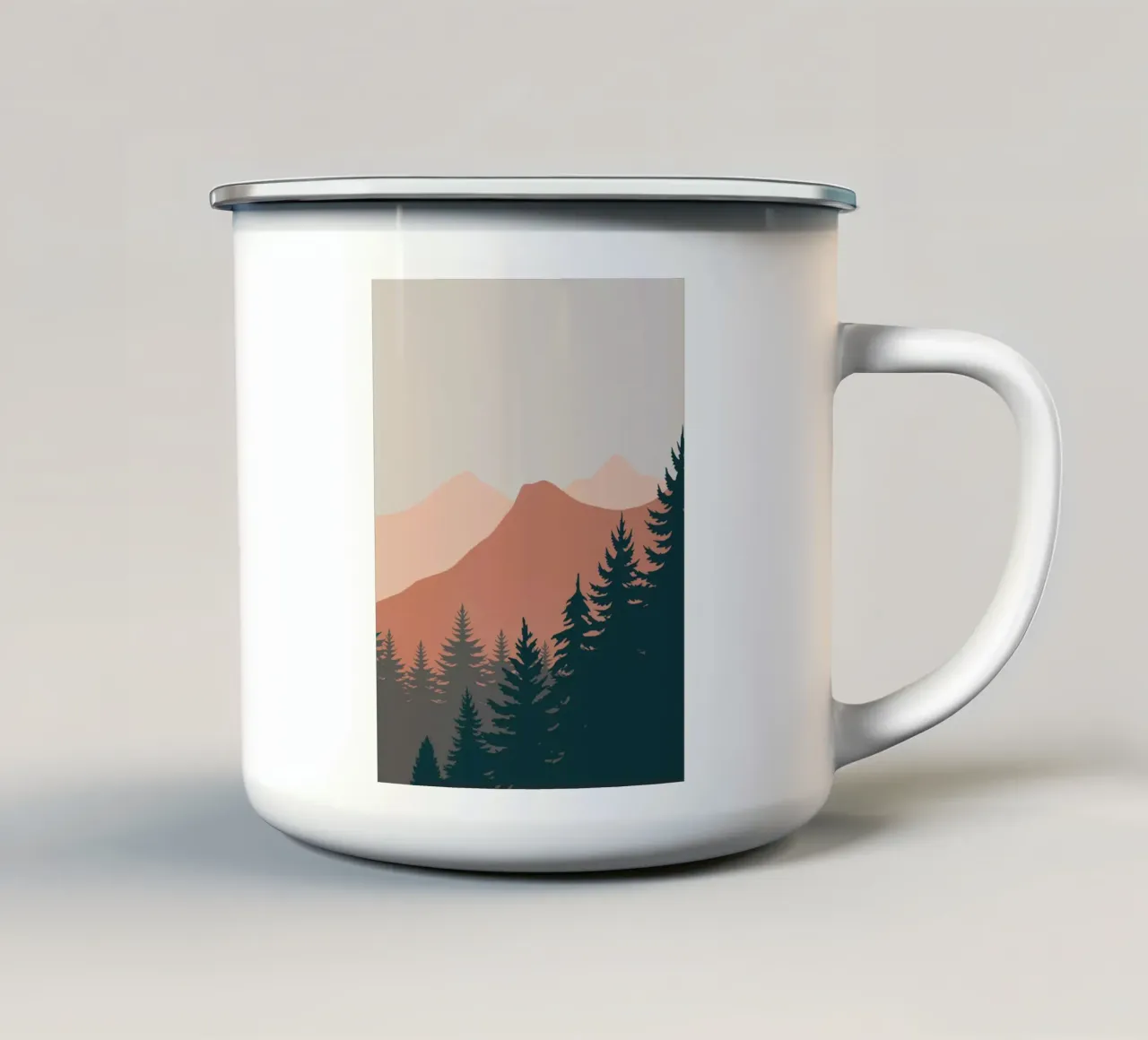 Pini in montagna 02 tazza in smalto da Little Dean