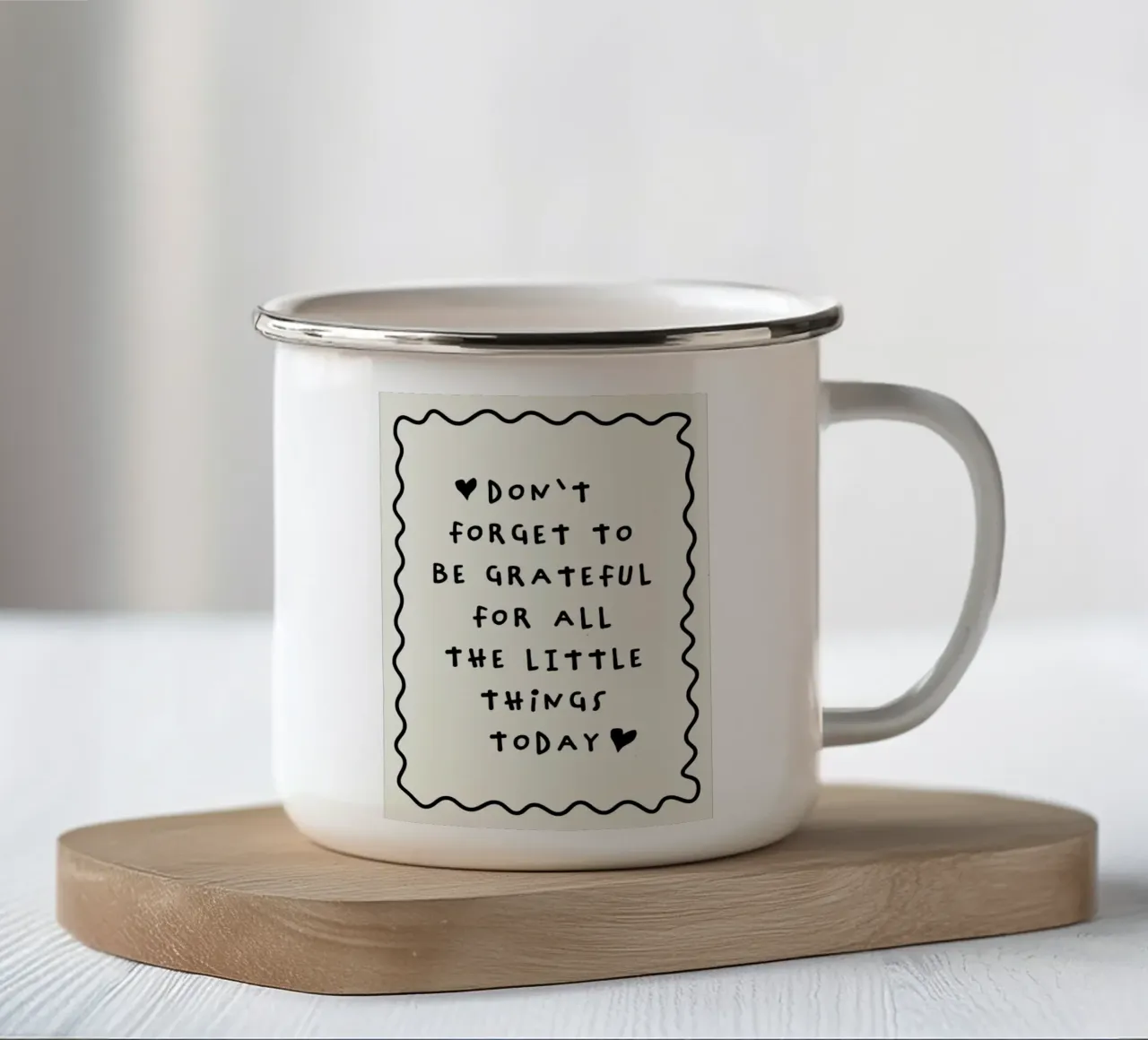 Don't forget to be grateful tazza in smalto da thesoulhugclub