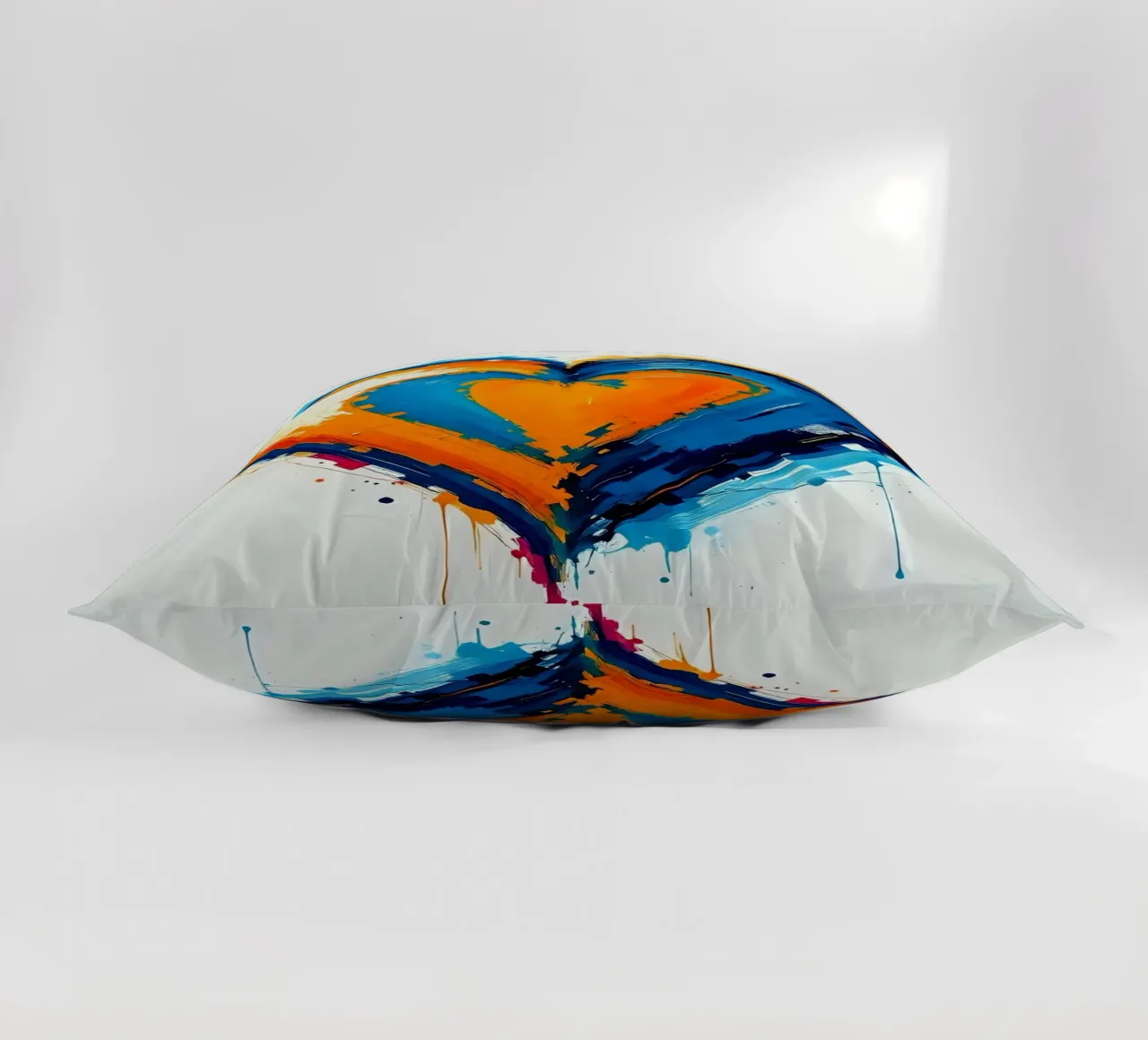 Herz_blau_orange_3 decorative cushion by Pink- und LoveArt by LK