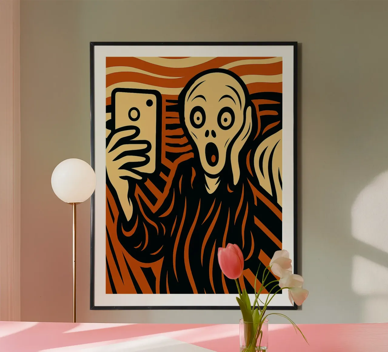 the selfie scream poster con telaio in alluminio da ramosashop