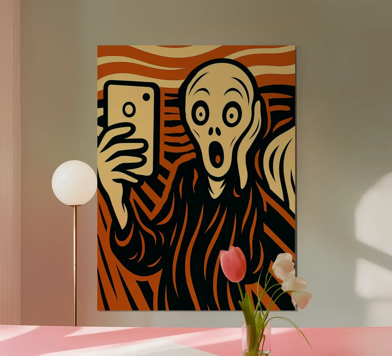 the selfie scream poster con telaio in alluminio da ramosashop