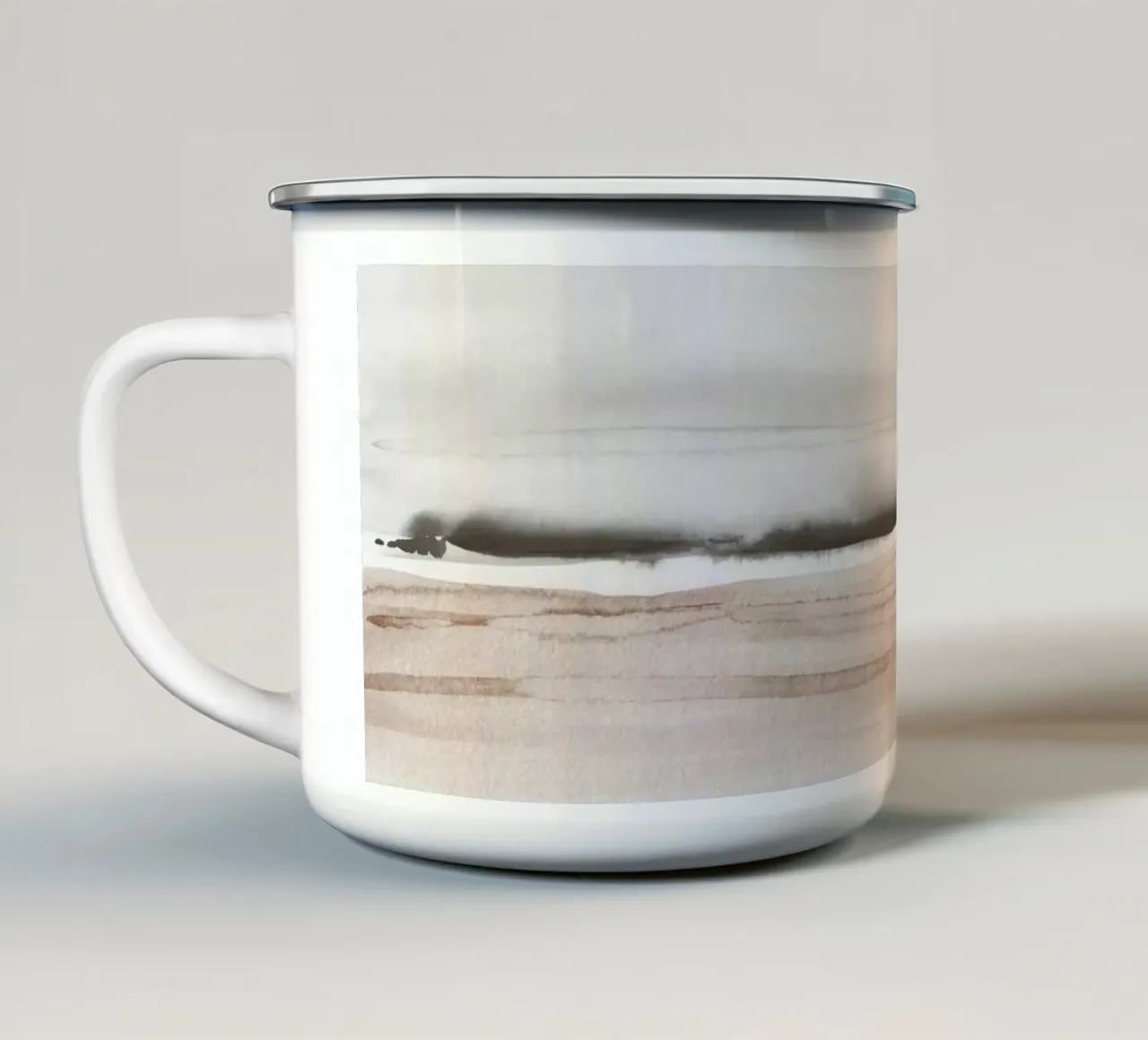 Bruine en grijze zeegolven emaille mok van NouveauPrints
