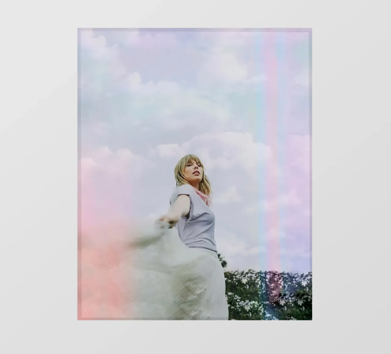 Taylor Swift on rainbow frame telo in pvc da avissta