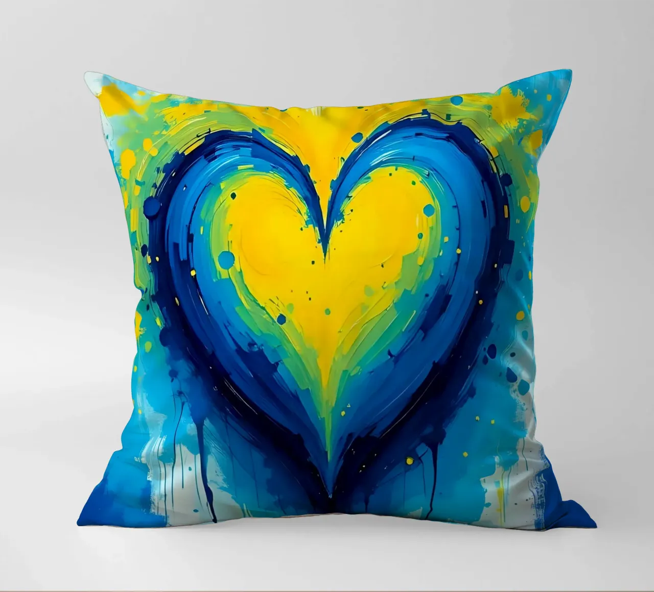 cœur_bleu_jaune_1 coussin de Pink- und LoveArt by LK