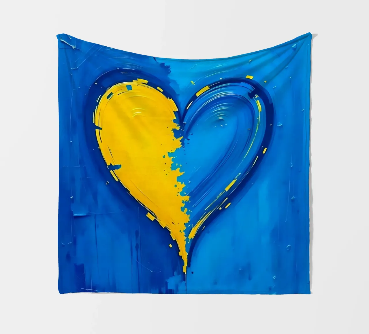 cuore_blu_giallo_2 coperta in pile da Pink- und LoveArt by LK
