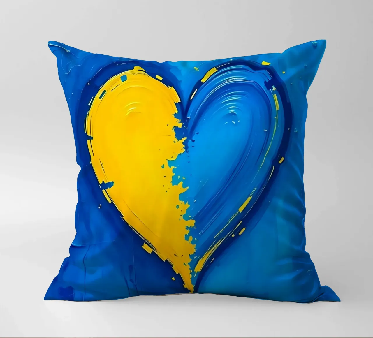 cuore_blu_giallo_2 cuscino da Pink- und LoveArt by LK