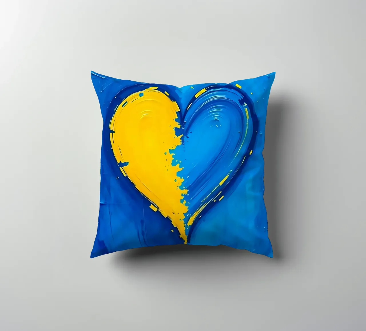 cuore_blu_giallo_2 cuscino da Pink- und LoveArt by LK