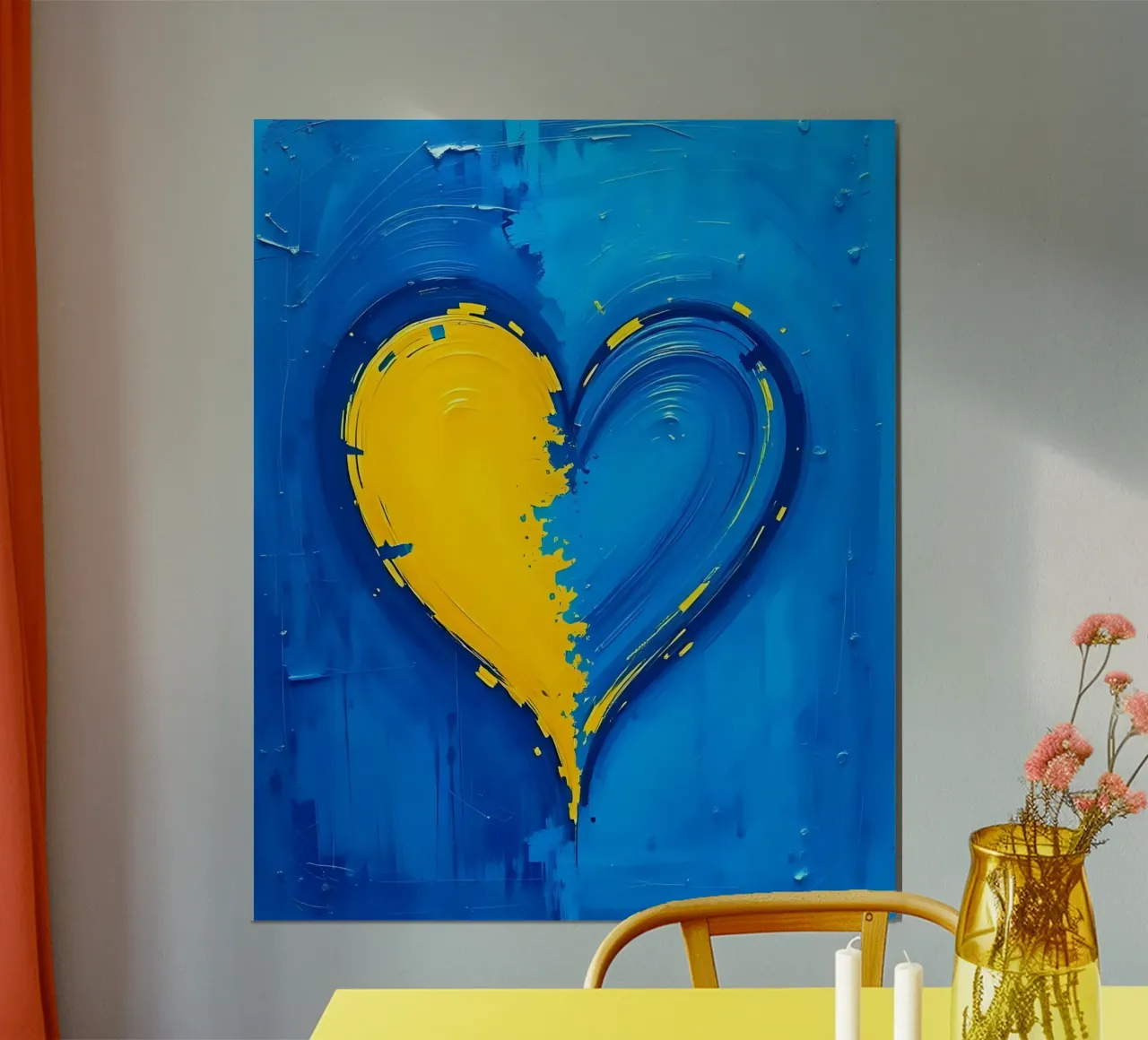 Herz_blau_gelb_2 Poster von Pink- und LoveArt by LK