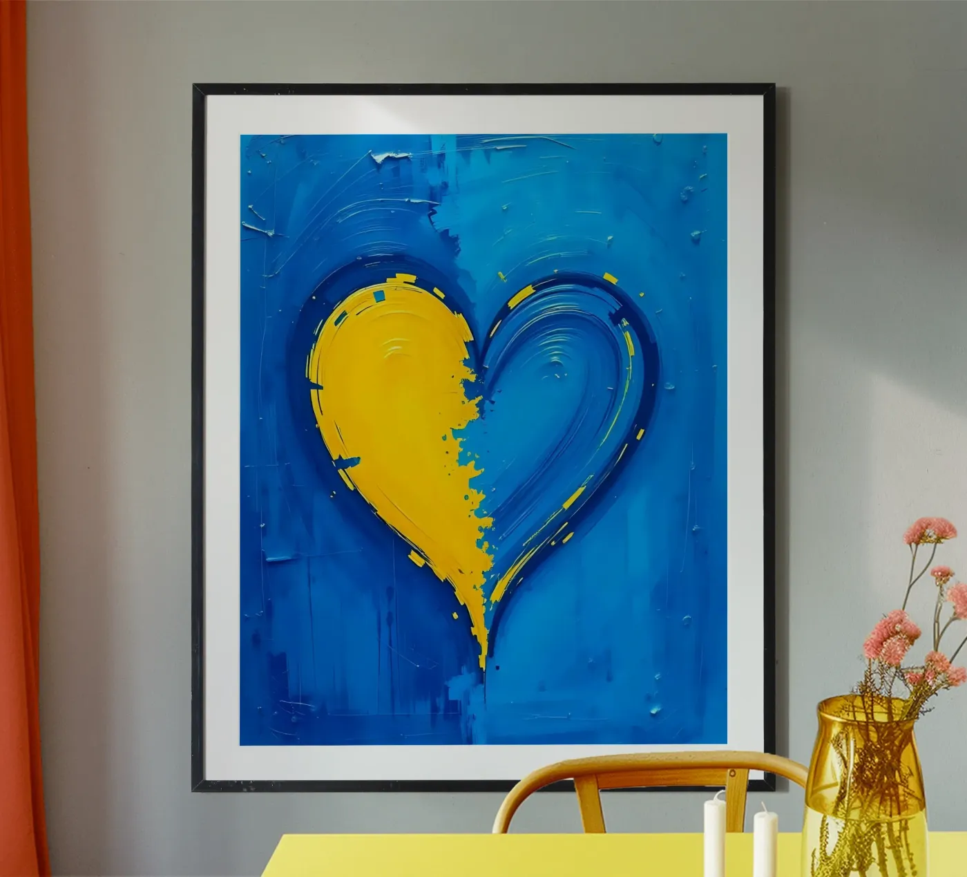 heart_blue_yellow_2 poster da Pink- und LoveArt by LK