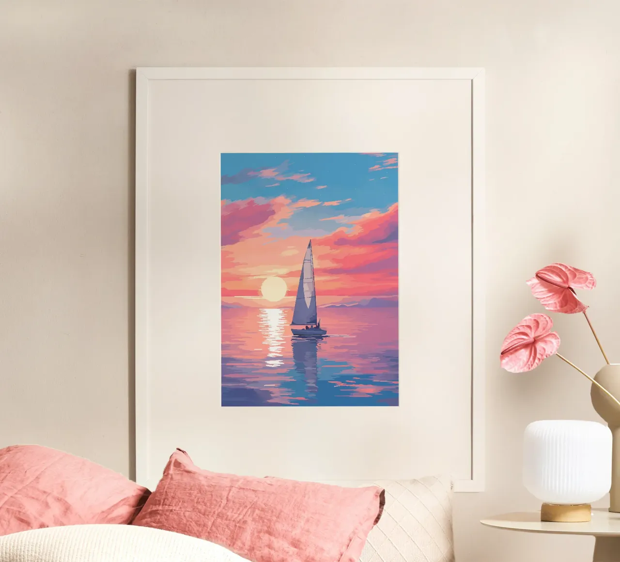 Segelboot Meer Pixel Kunst Hahnemühle von Bartosz Powalka