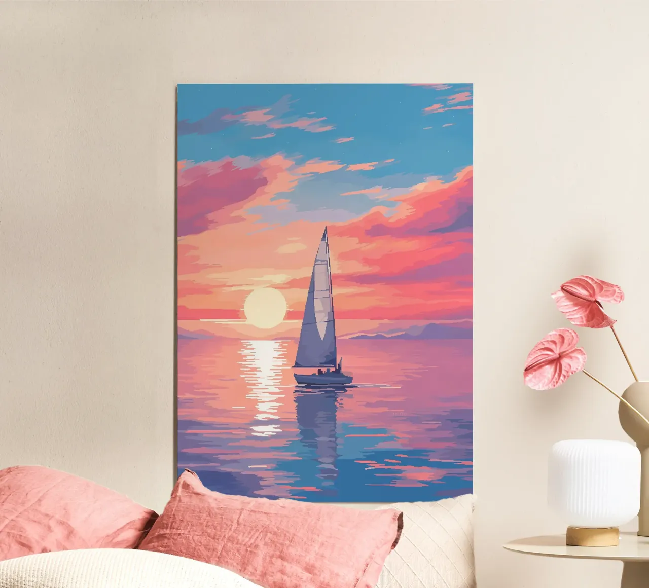 Segelboot Meer Pixel Kunst Hahnemühle von Bartosz Powalka