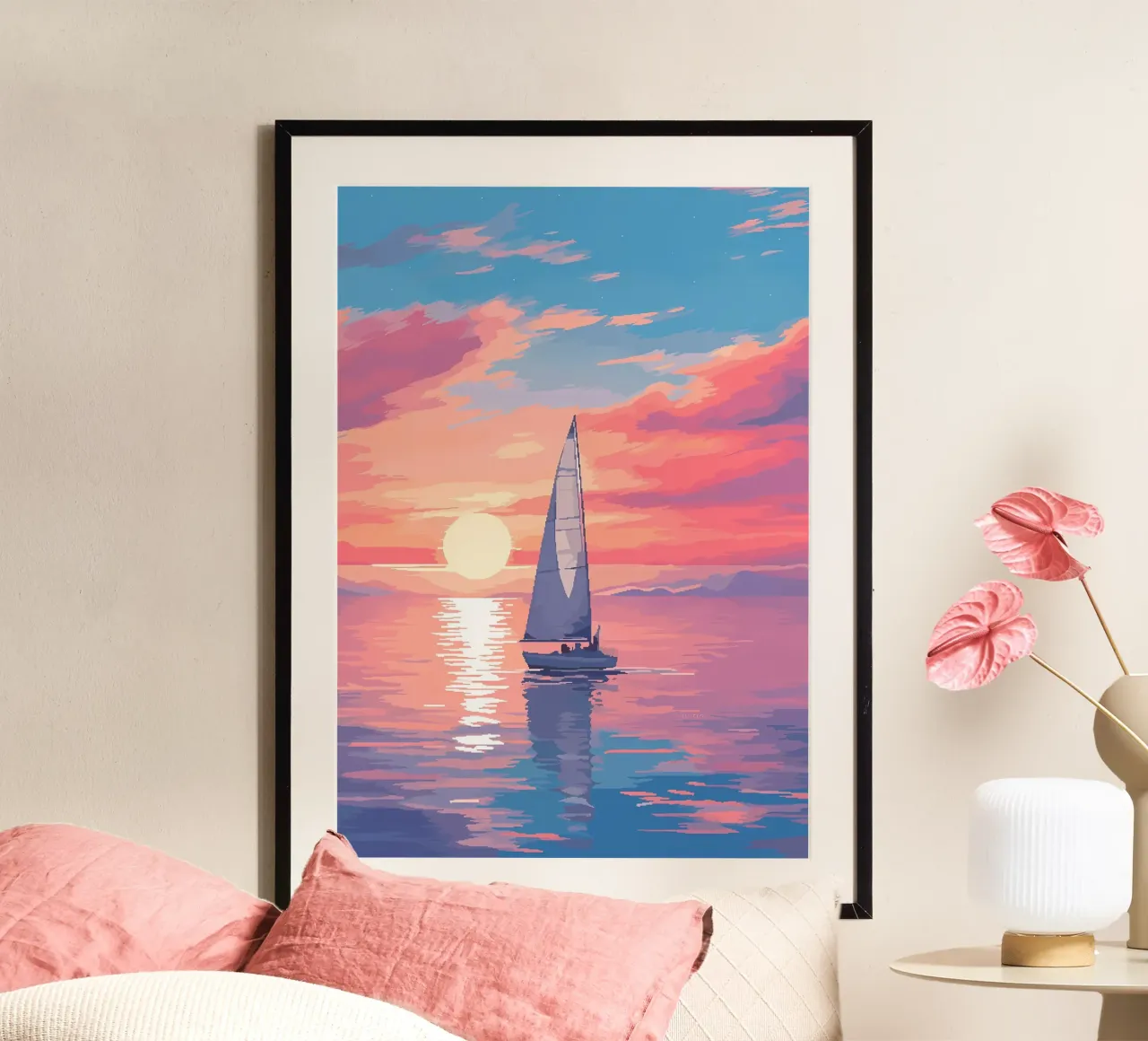 Segelboot Meer Pixel Kunst Hahnemühle von Bartosz Powalka