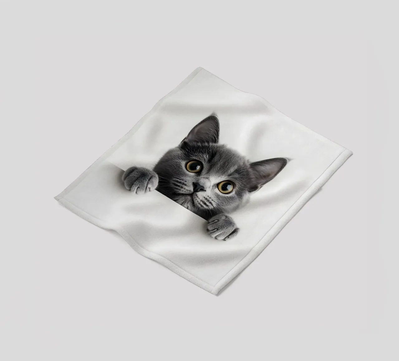 Curious paws at the edge of the table fleece blanket by M-Ulrich-Digital Art
