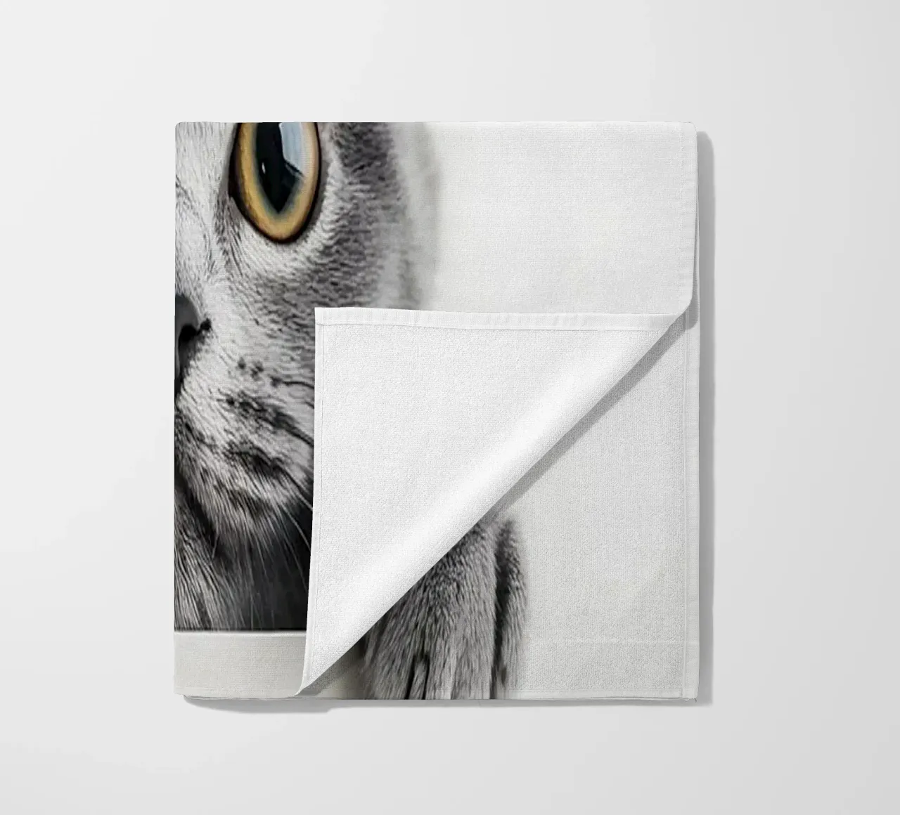 Curious paws at the edge of the table beach towel by M-Ulrich-Digital Art