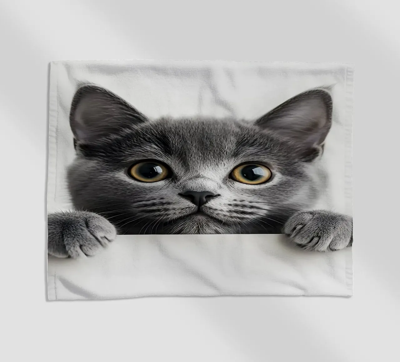 Curious paws at the edge of the table beach towel by M-Ulrich-Digital Art