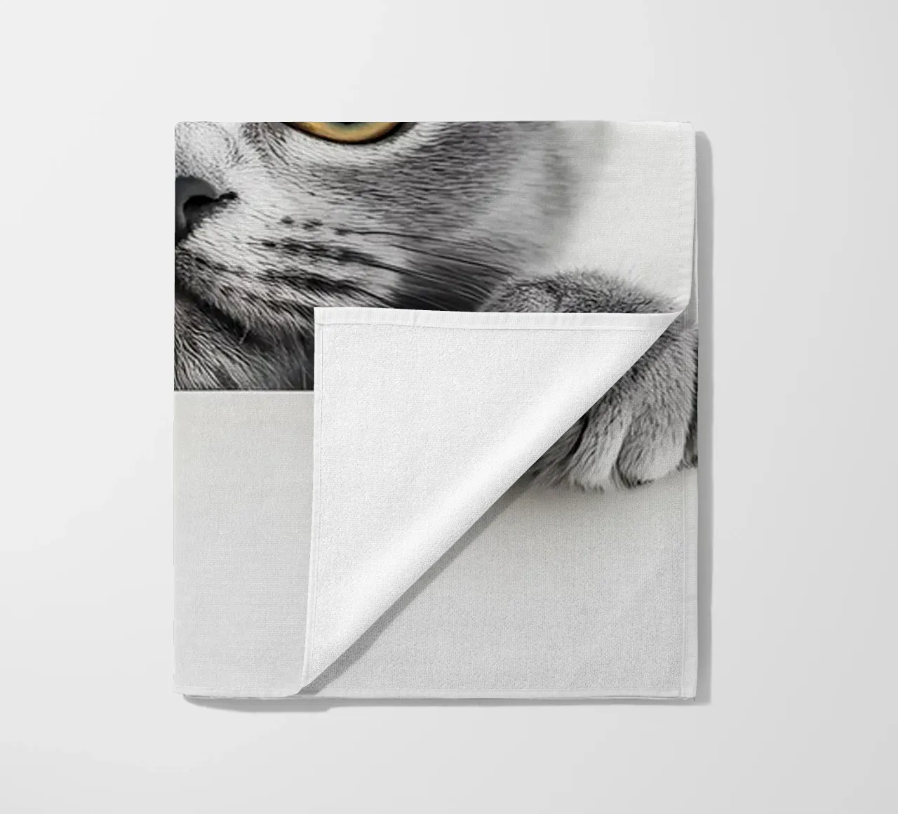 Curious paws at the edge of the table beach towel by M-Ulrich-Digital Art