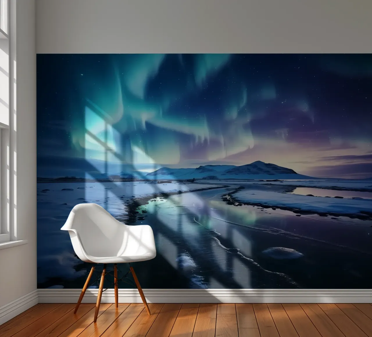 Blauw noorderlicht fotobehang van Matthew Katz