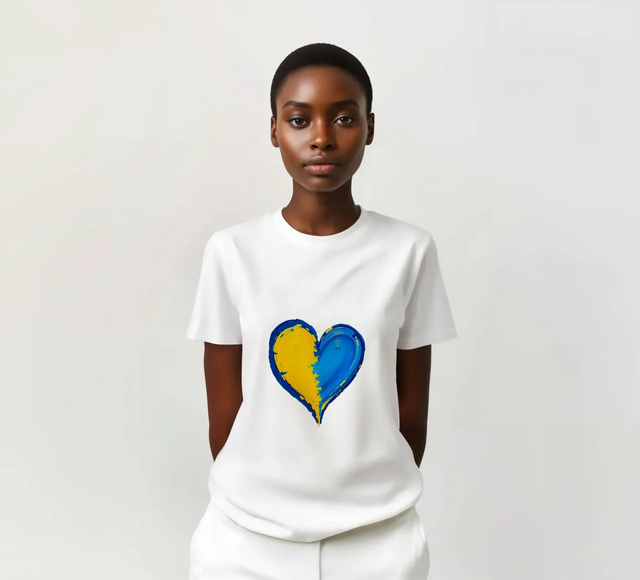cœur_bleu_jaune_2a t-shirt de Pink- und LoveArt by LK