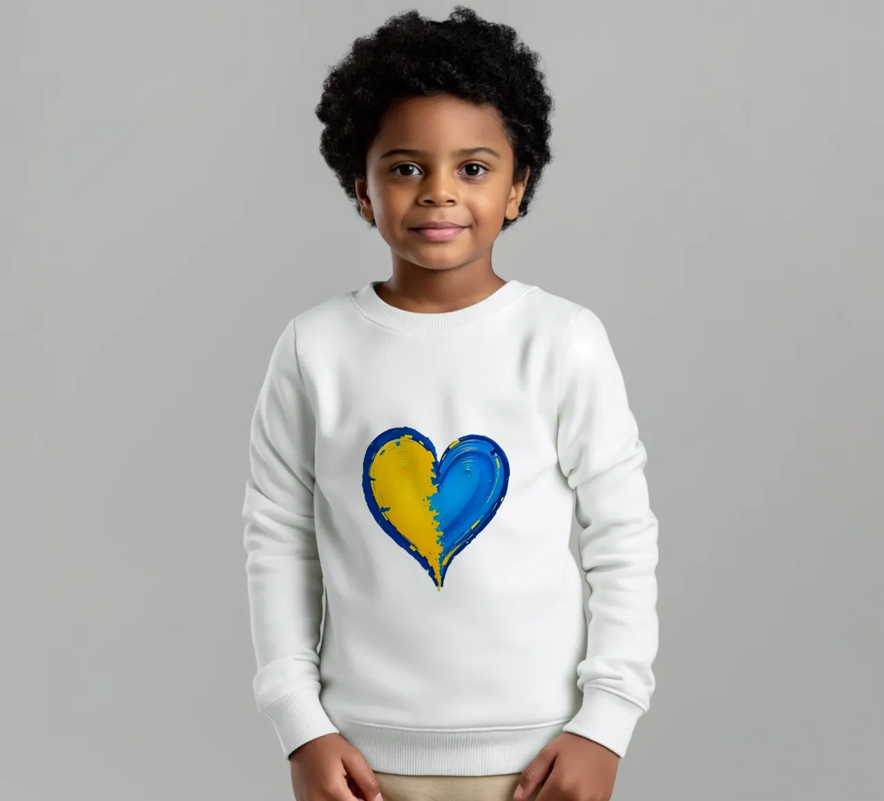 cuore_blu_giallo_2a felpa bambino da Pink- und LoveArt by LK