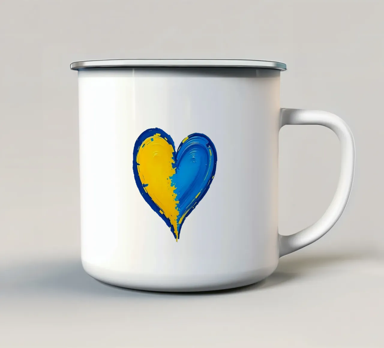 cuore_blu_giallo_2a tazza in smalto da Pink- und LoveArt by LK