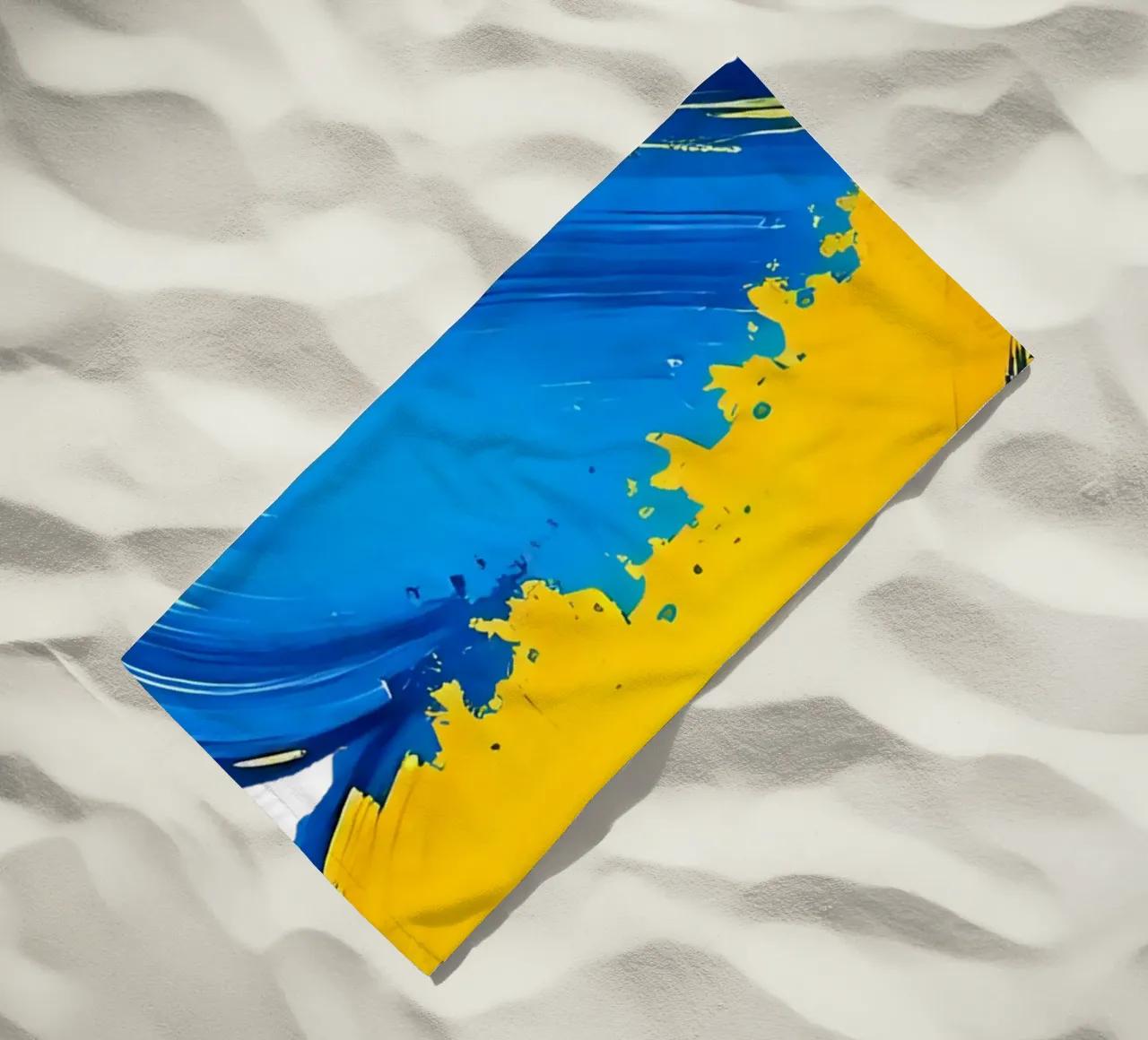 cœur_bleu_jaune_2a serviette de plage de Pink- und LoveArt by LK